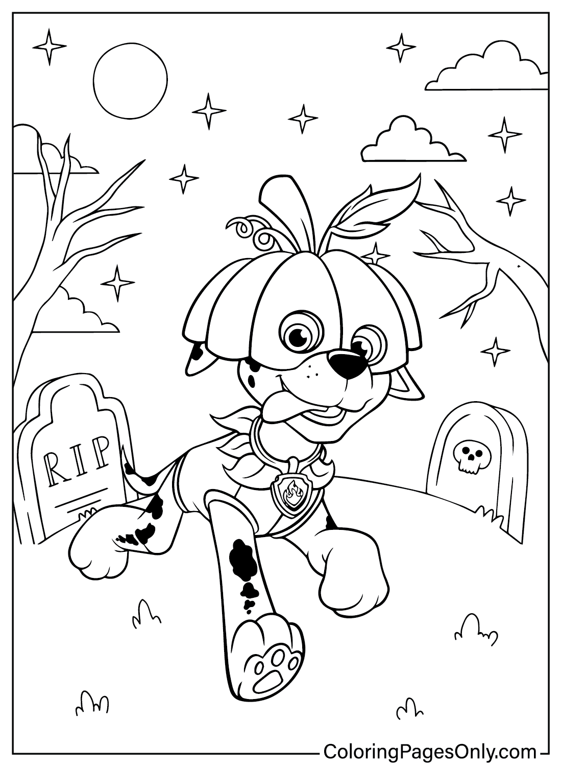 Paw Patrol Halloween Coloring Sheet for Kids from Paw Patrol Halloween
