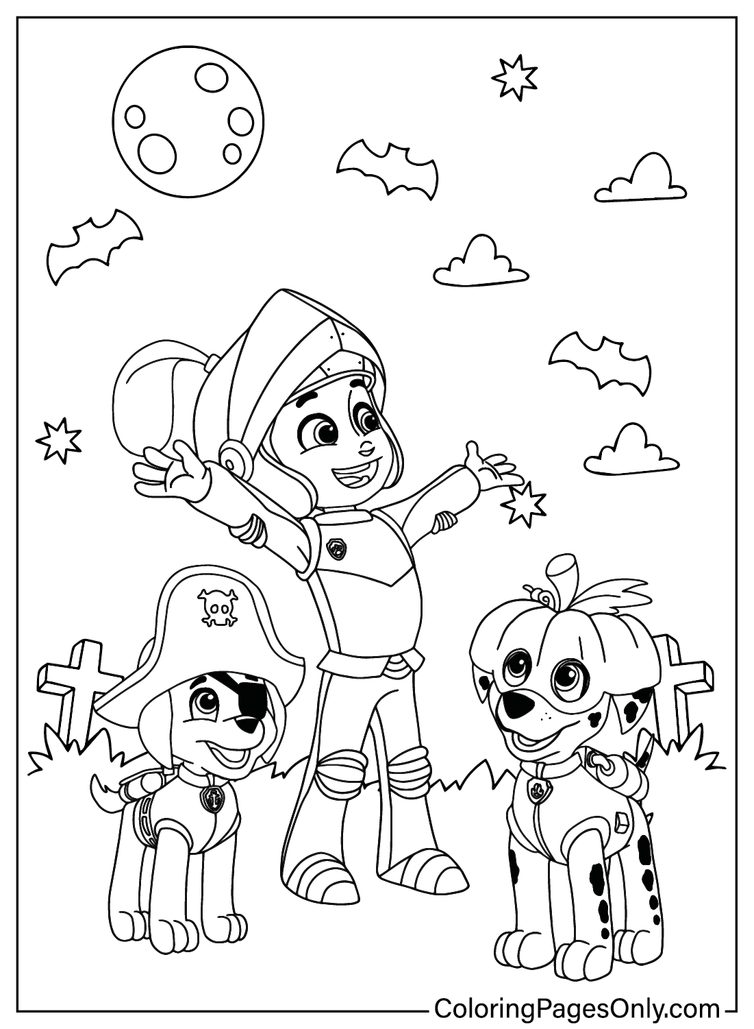 Paw Patrol Halloween Picture to Color from Paw Patrol Halloween