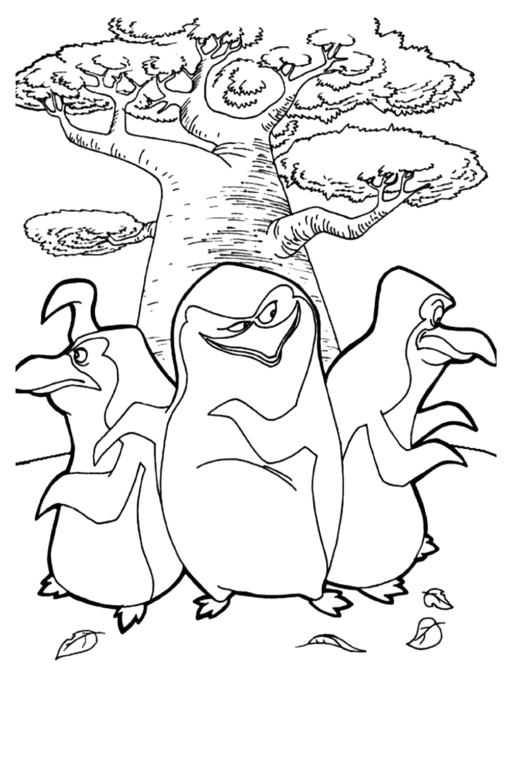 Malvorlage „Pinguine von Madagaskar“ mit Charakteren aus „Pinguine von Madagaskar“.