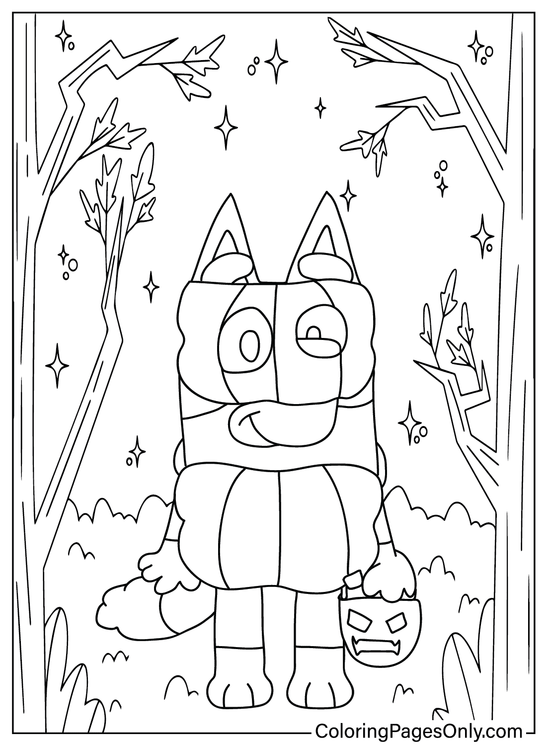 Print Bluey Halloween Coloring Page from Bluey Halloween