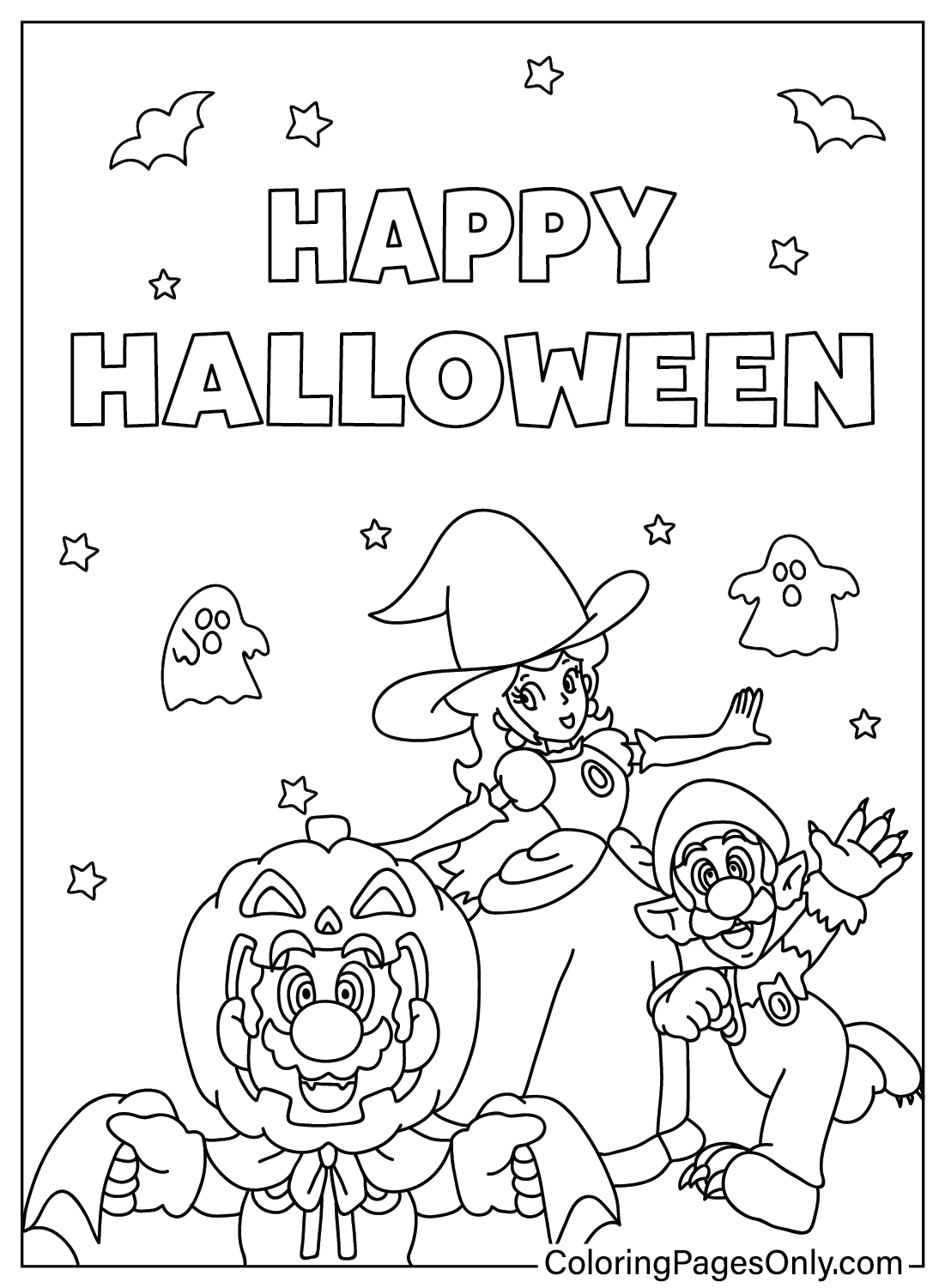 Imprimir página para colorear de Mario Halloween de Mario Halloween