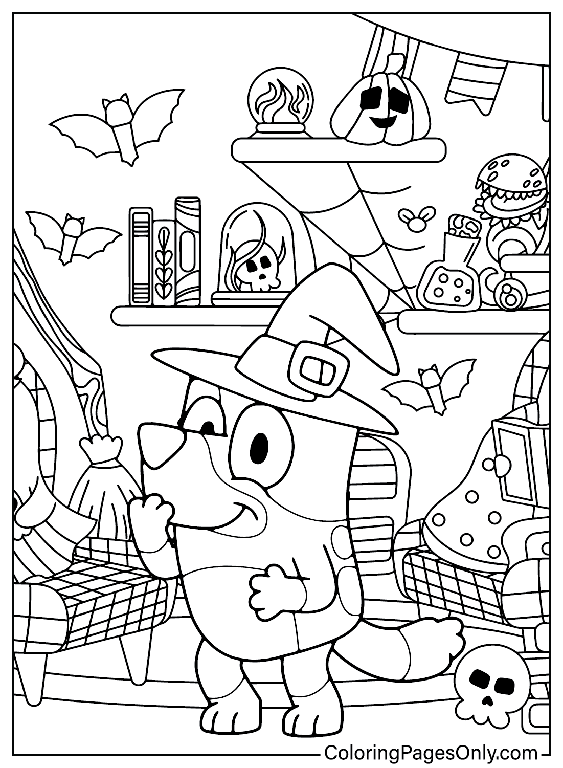Printable Bluey Halloween Coloring Page from Bluey Halloween