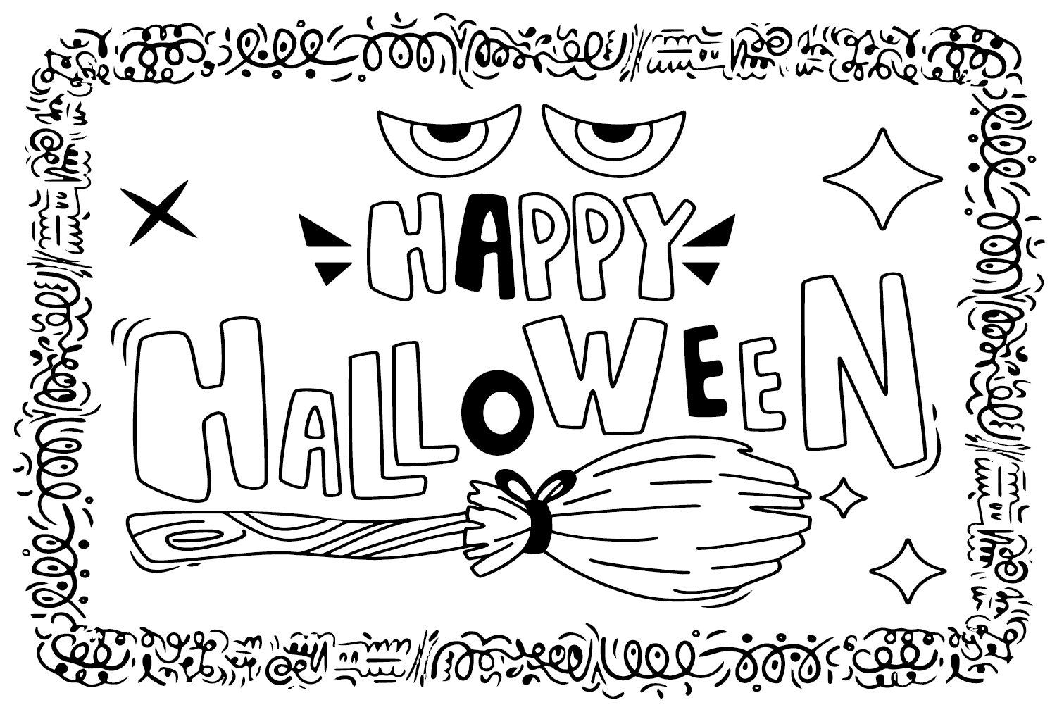 Tarjetas de Halloween imprimibles para colorear de Tarjetas de Halloween
