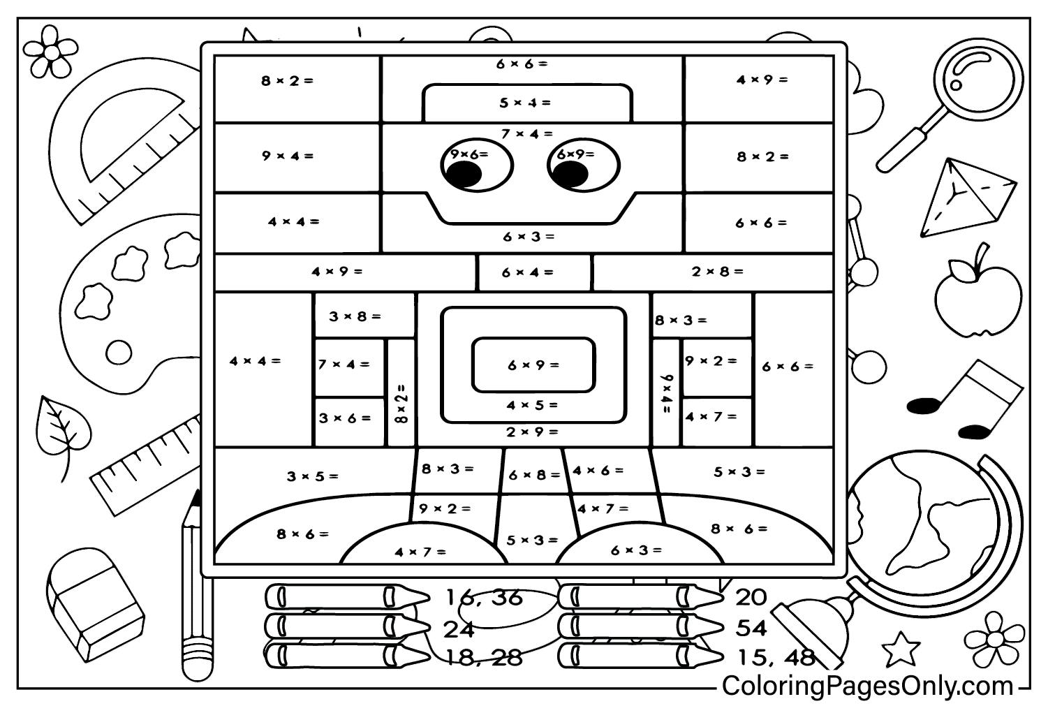 Printable Multiplication Coloring Sheets from Multiplication Chart
