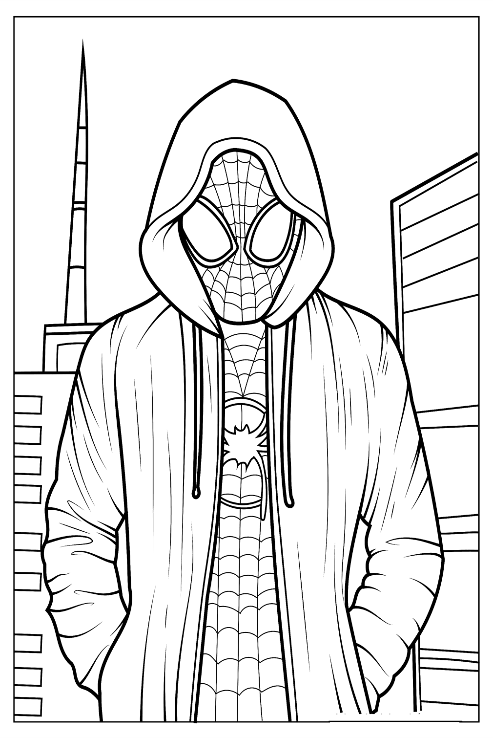 Página para colorear realista de Miles Moralees de Spider-Man: Across the Spider