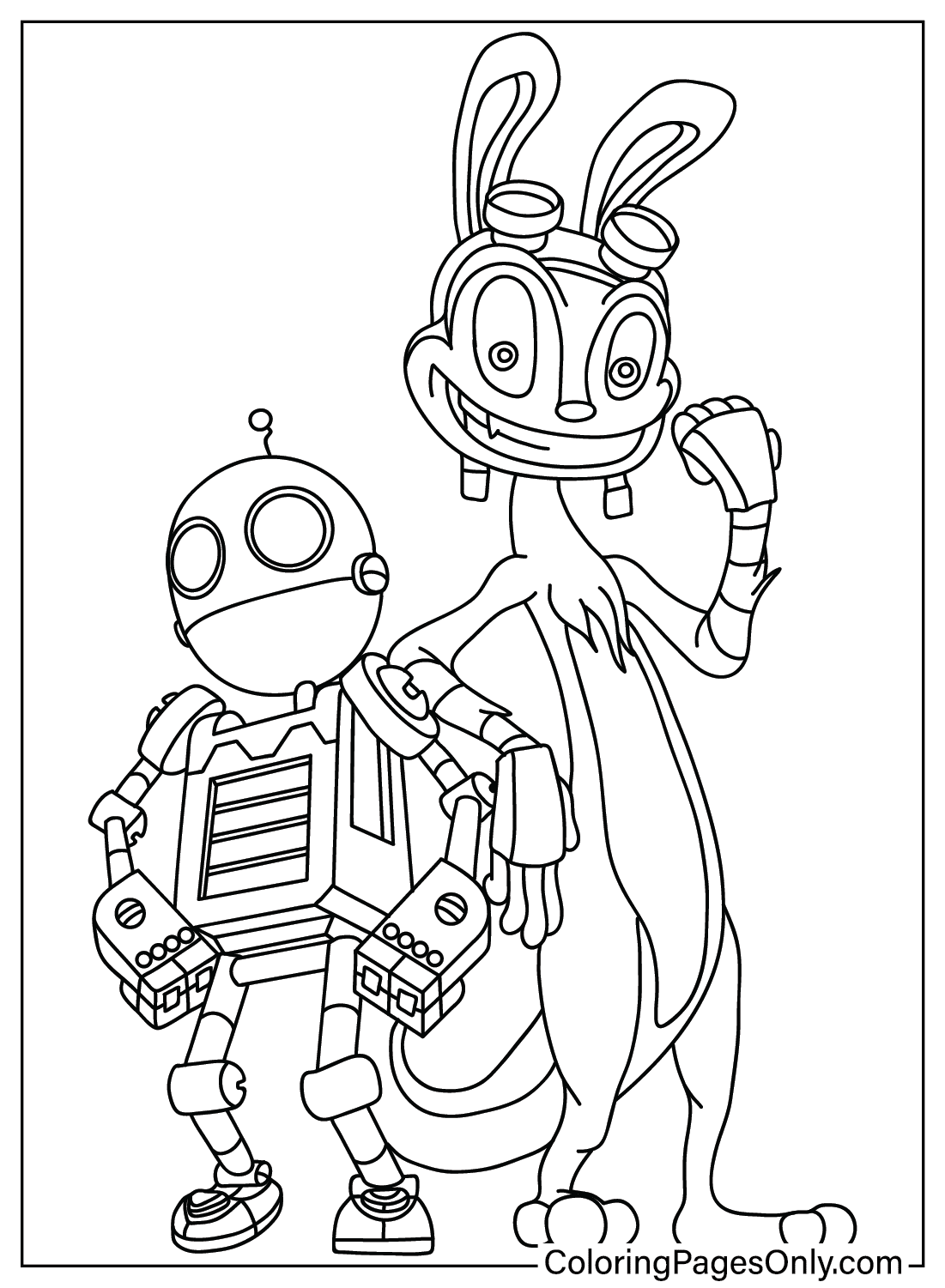 Robot and Daxter Coloring Page from Jak and Daxter