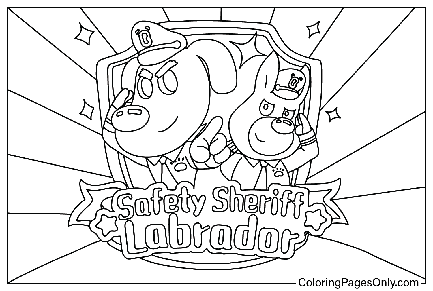 Páginas para colorear de Safety Sheriff Labrador para niños de Safety Sheriff Labrador