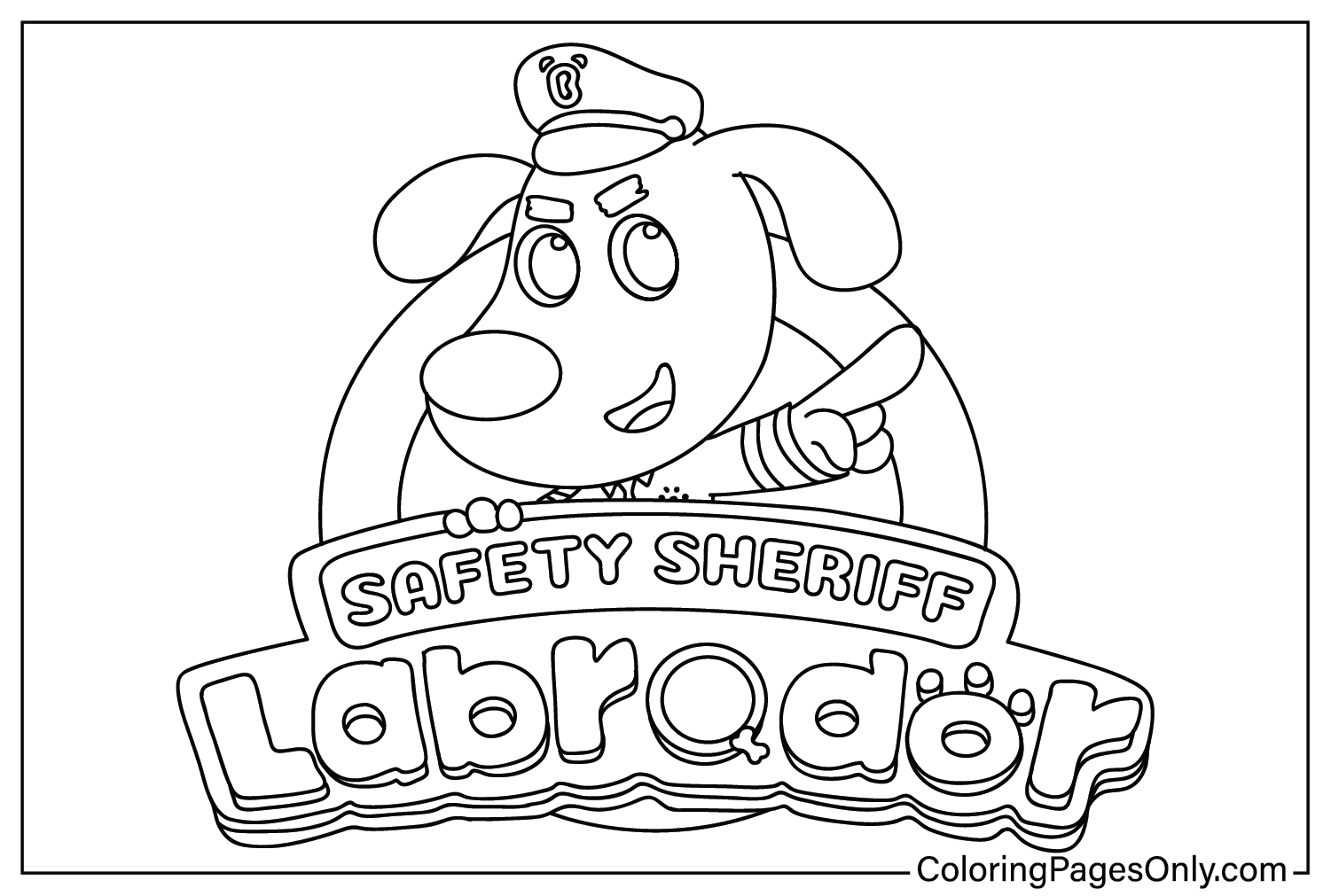 Safety Sheriff Labrador Afbeeldingen om in te kleuren van Safety Sheriff Labrador