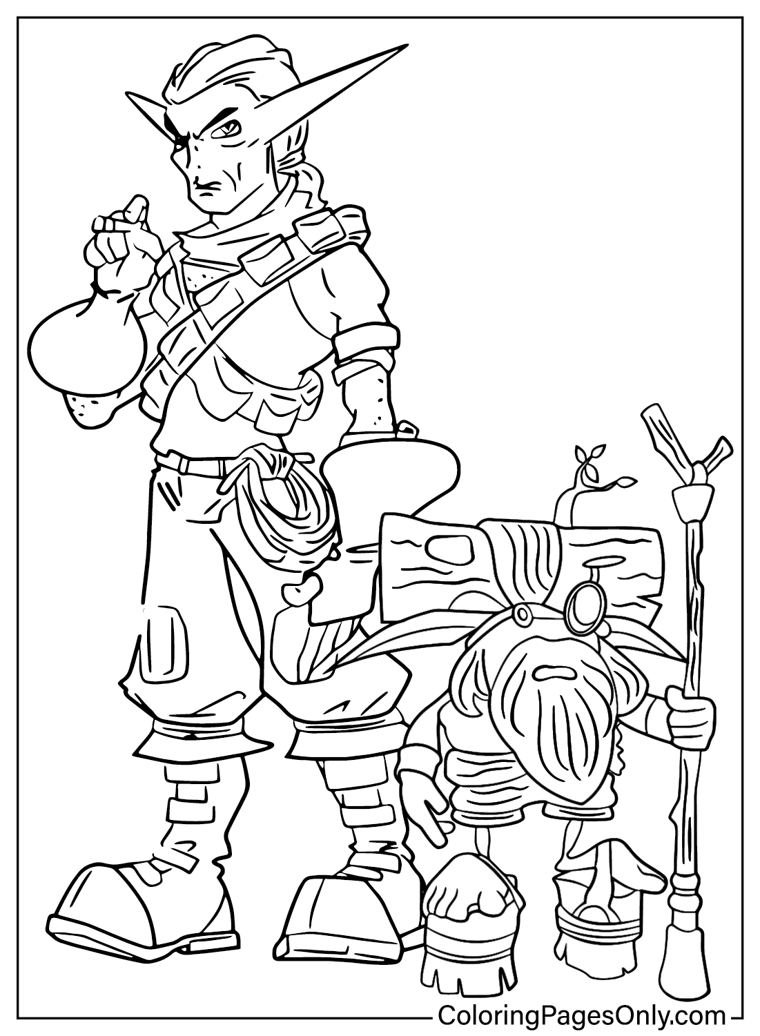 Samos and Jinx Printable Coloring Page from Jak and Daxter