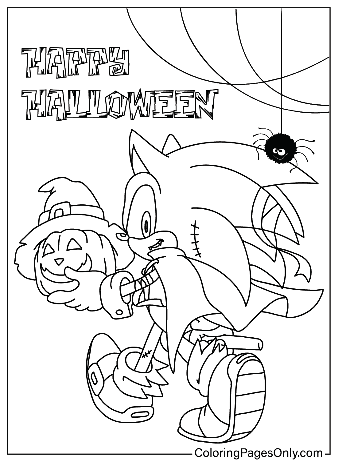 Sonic Halloween kleurplaat voor volwassenen van Sonic Halloween