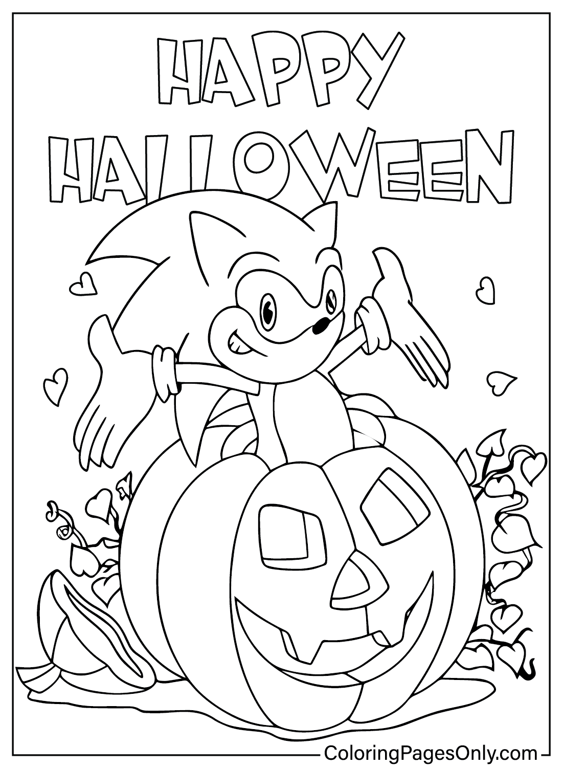 Sonic Halloween kleurplaat om af te drukken van Sonic Halloween