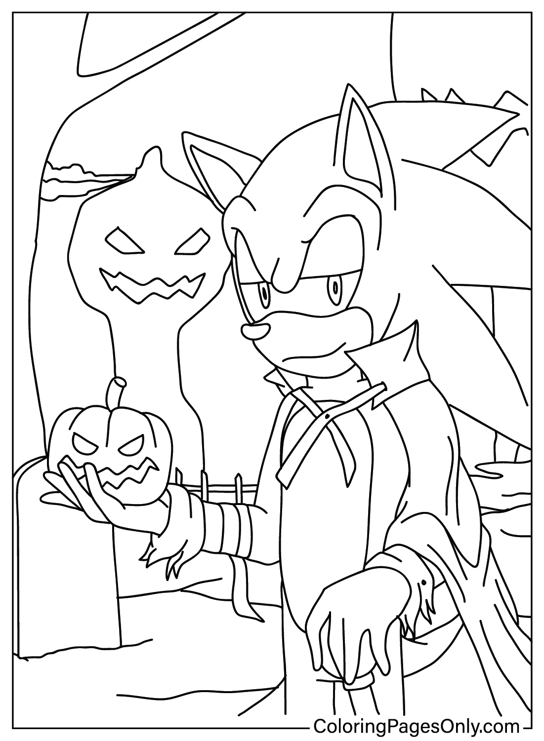 Página para colorear de Sonic Halloween de Sonic Halloween