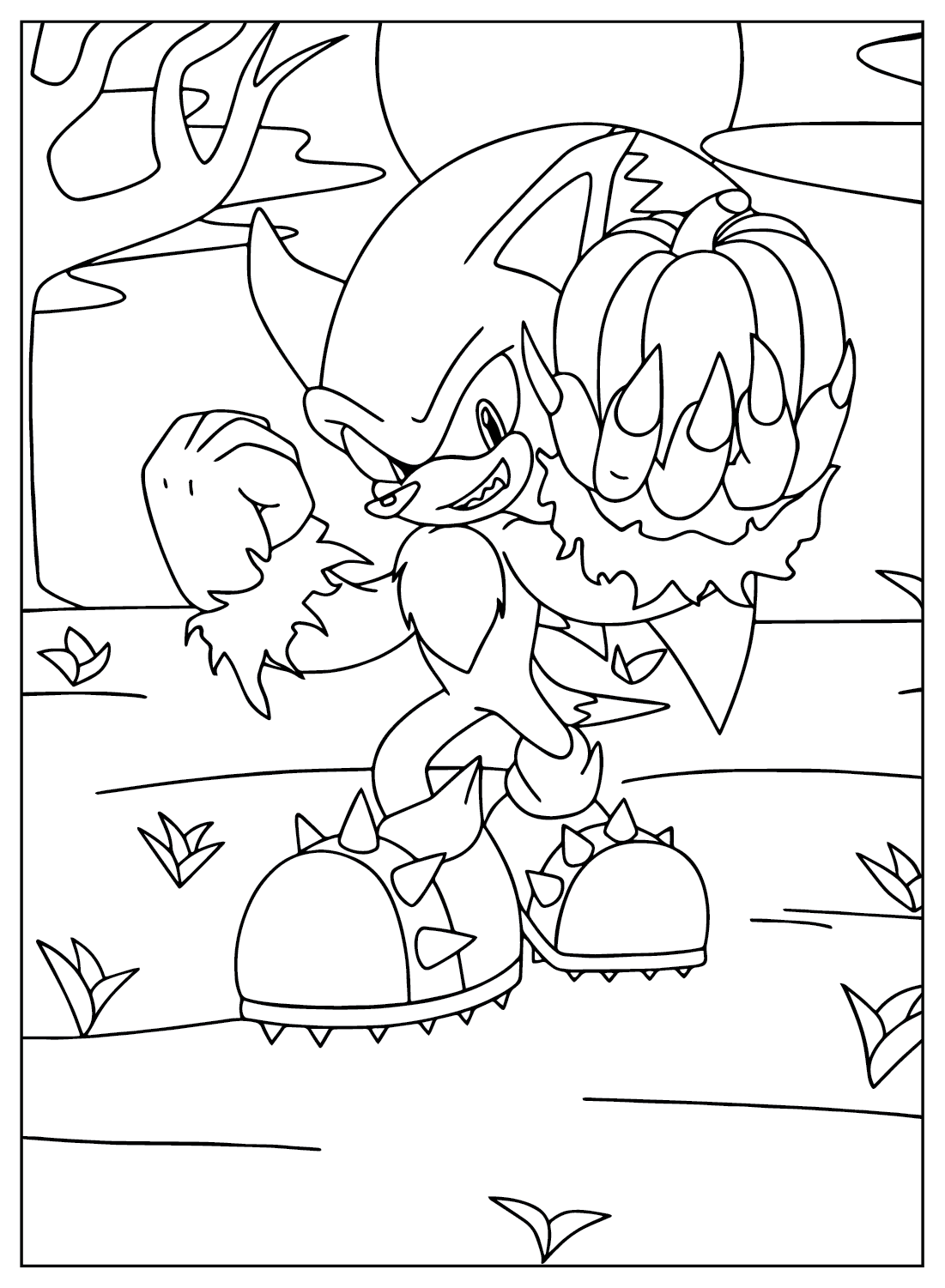 Sonic Halloween-kleurplaat voor kinderen van Sonic Halloween