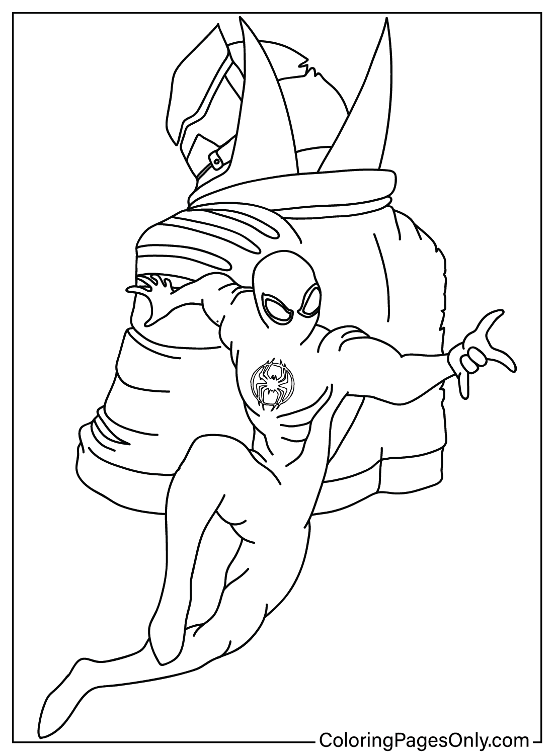 Spider-Man Across the Spider Coloring Page PNG