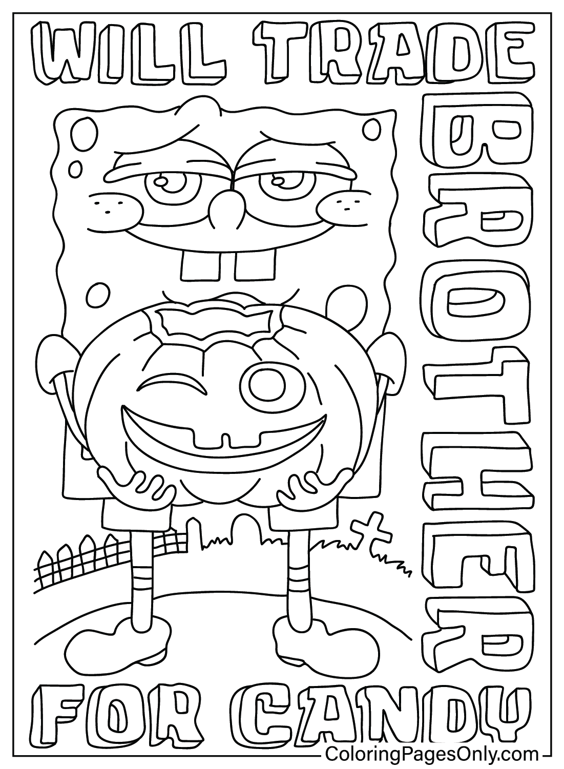 Раскраска Губка Боб Хэллоуин из мультфильма «Губка Боб Хэллоуин»