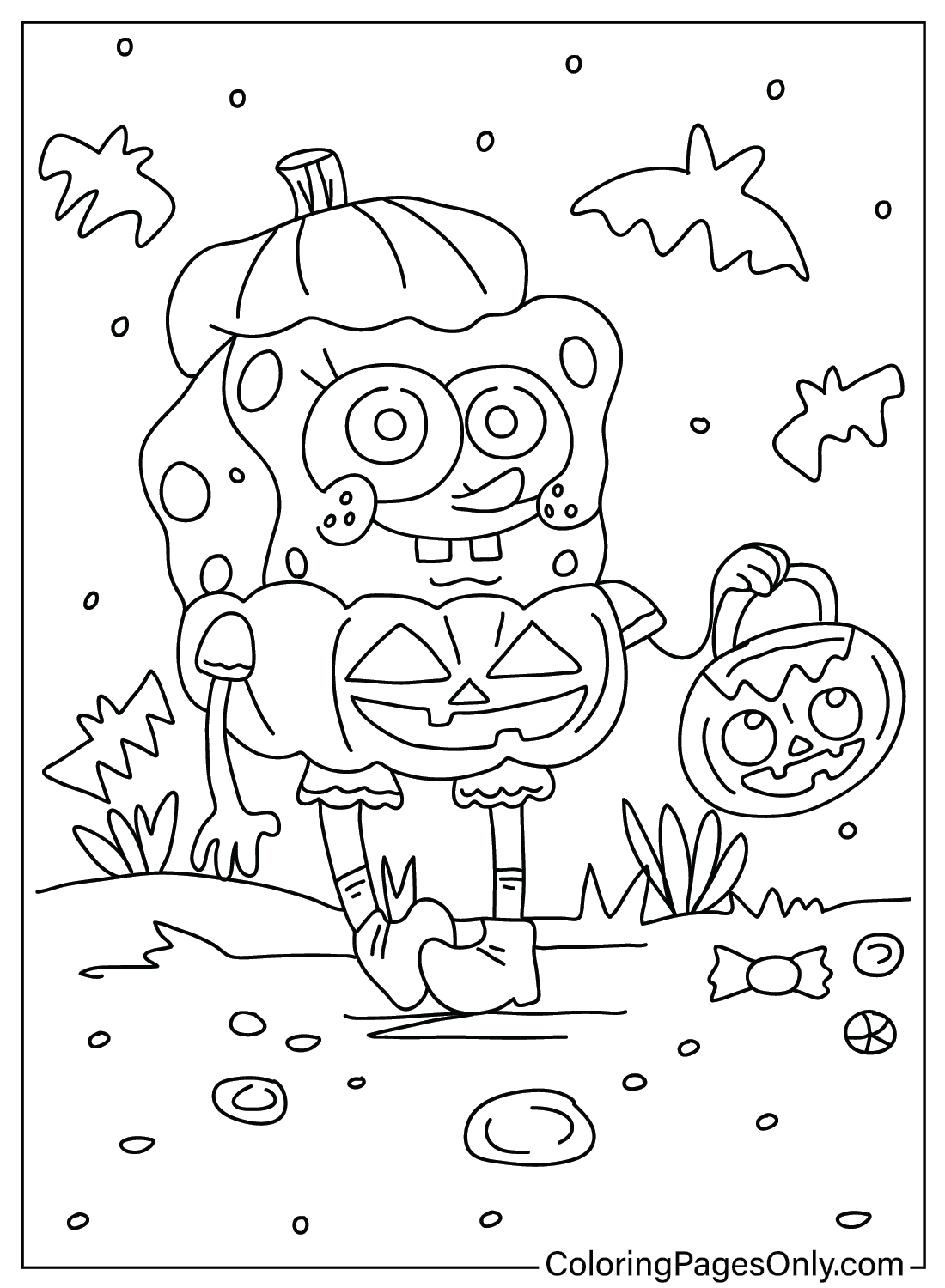 Раскраска Губка Боб Хэллоуин из мультфильма «Губка Боб Хэллоуин»