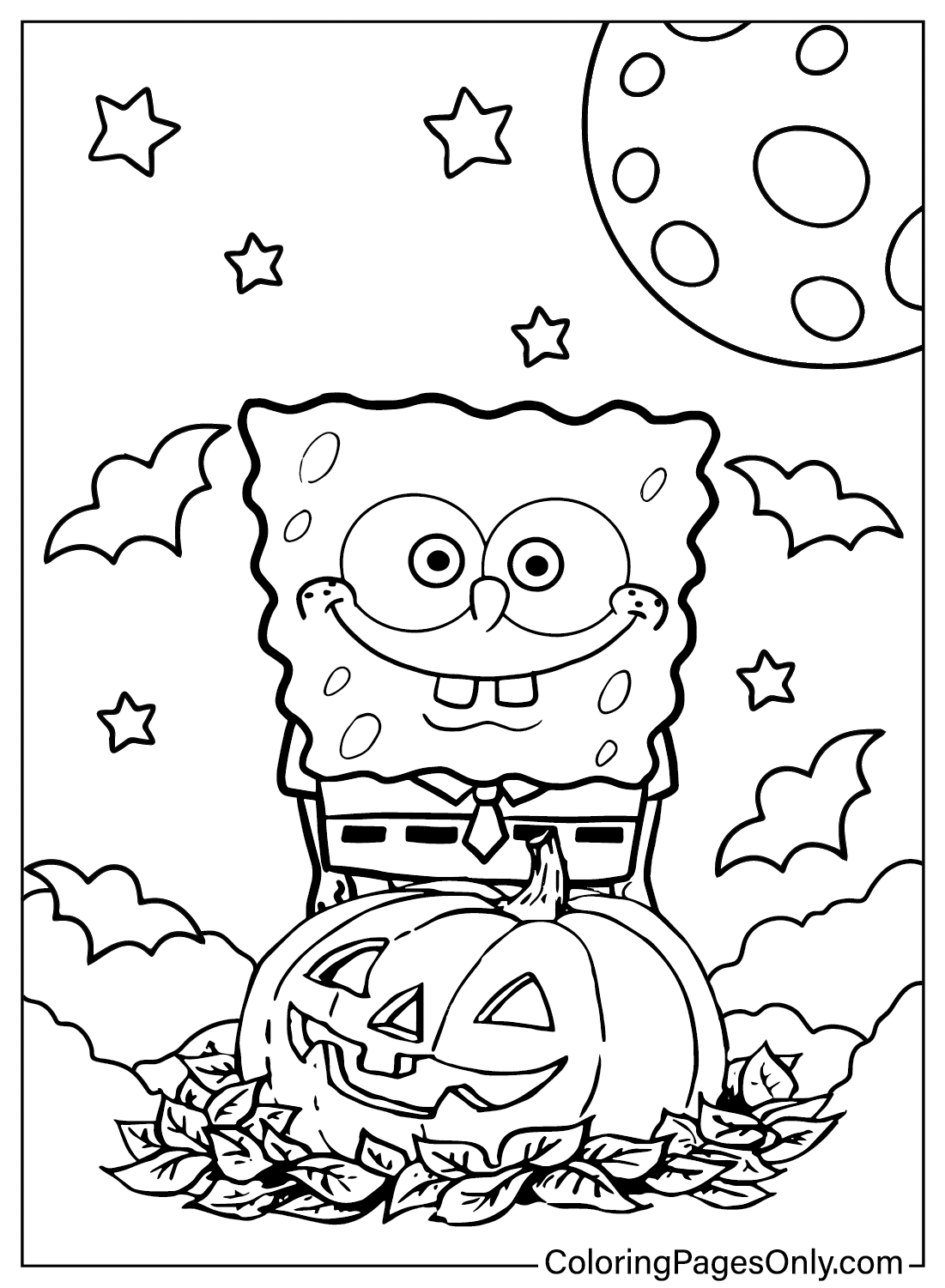 Pagina da colorare stampabile di Spongebob Halloween da Spongebob Halloween