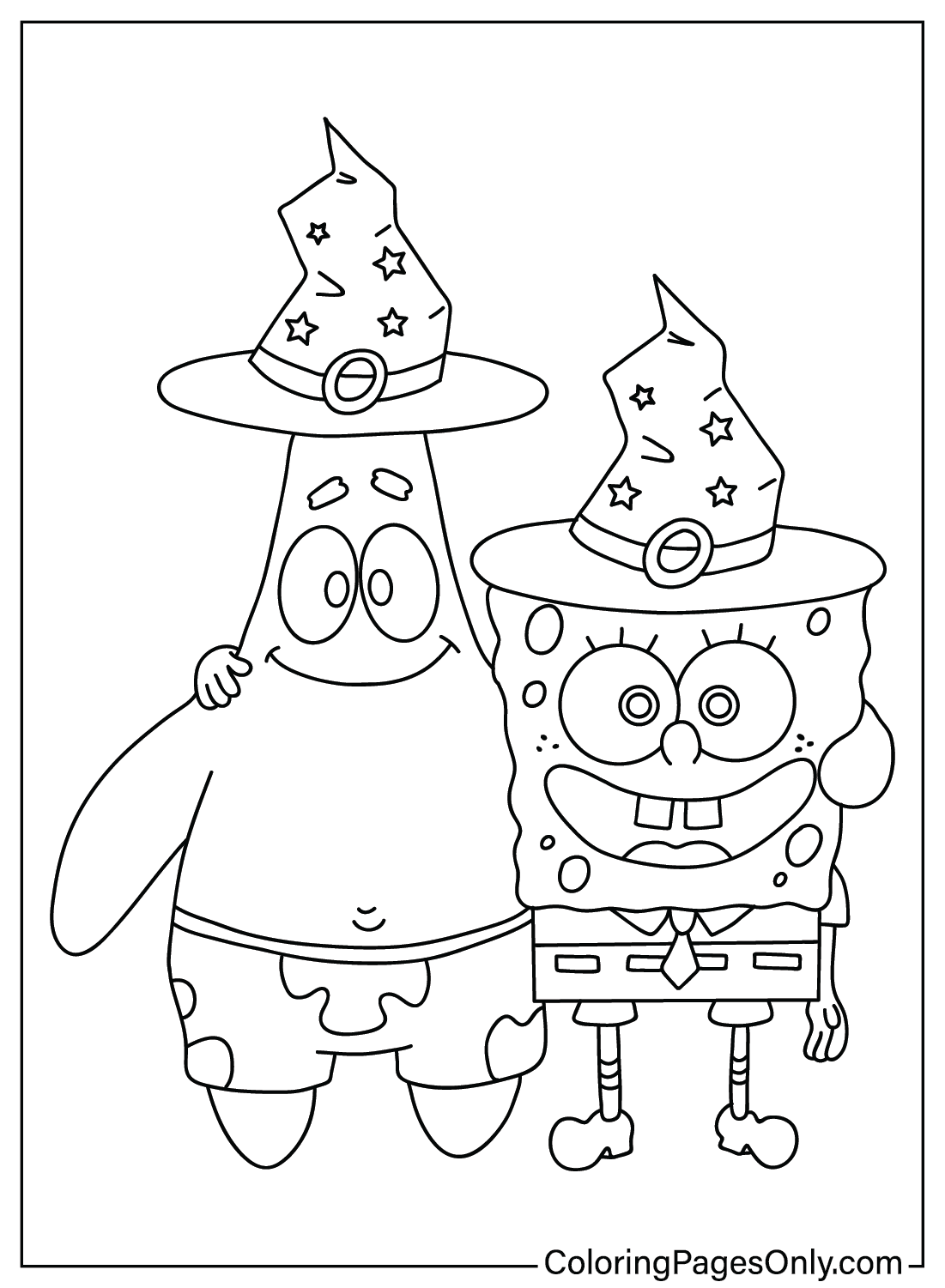 Spongebob and Patrick Halloween Coloring Page