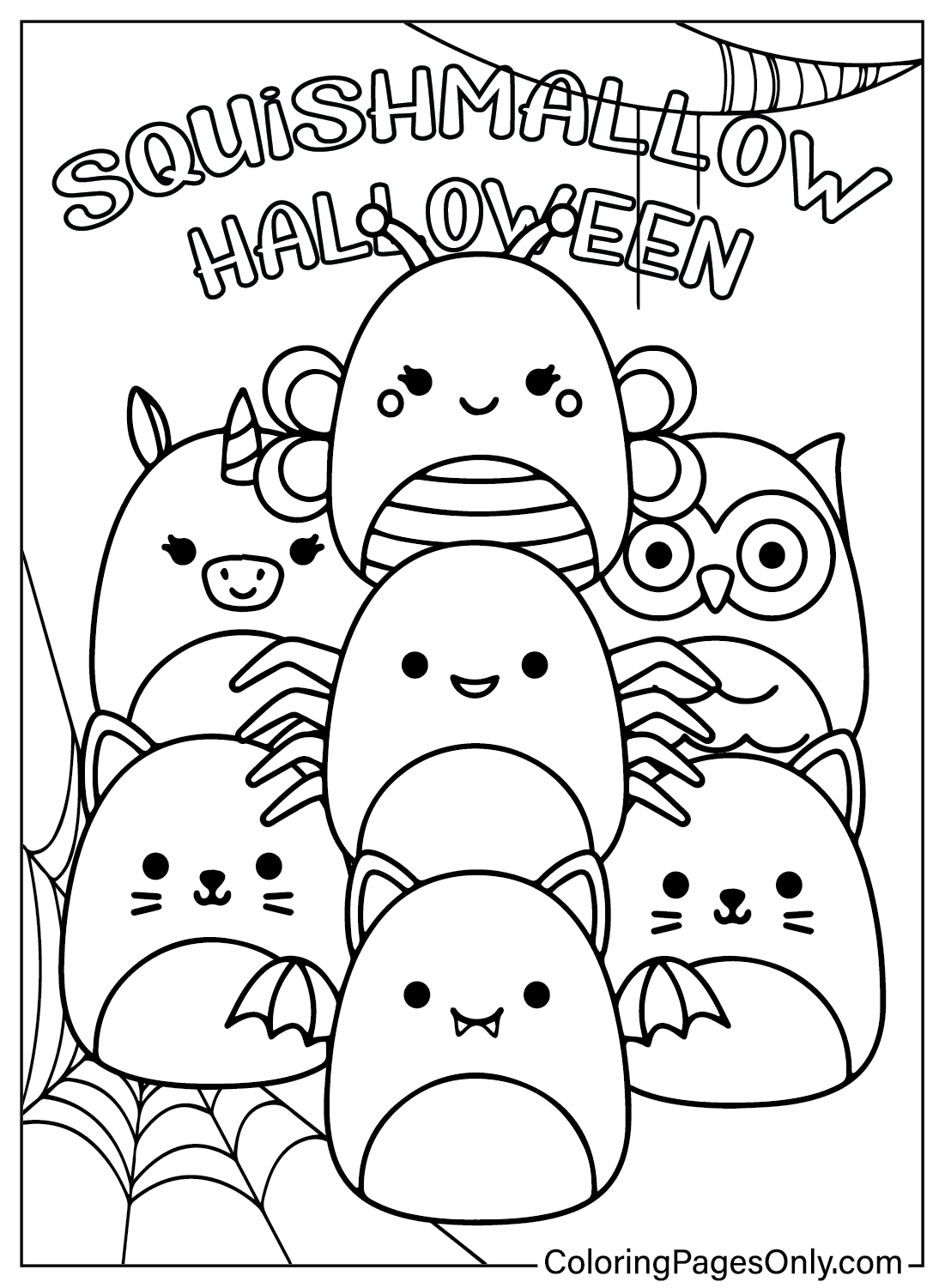 صفحات تلوين Squishmallow للهالوين من Squishmallow Halloween