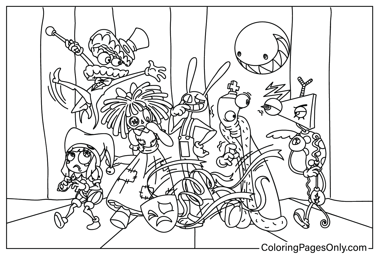 The Amazing Digital Circus Coloring Page - Free Printable Coloring Pages