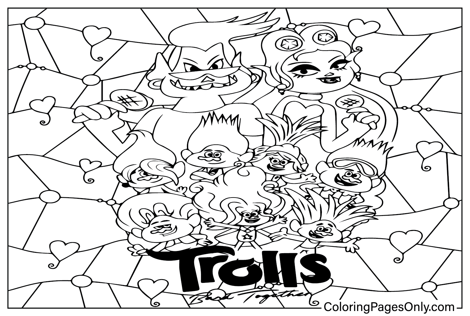 Trolls Band Together Color Page from Trolls Band Together