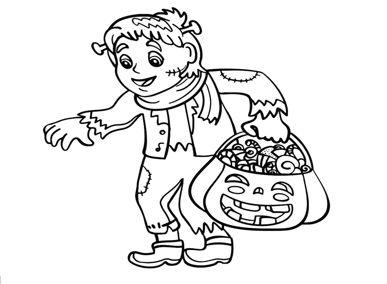 Cute Frankenstein Coloring Page