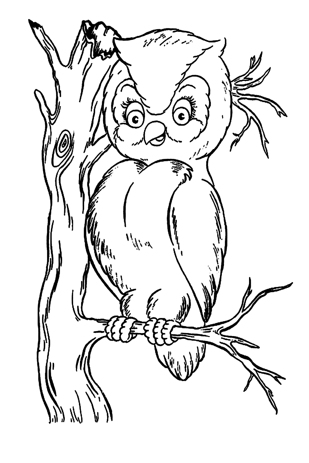 Linda página para colorear de búho de Owl