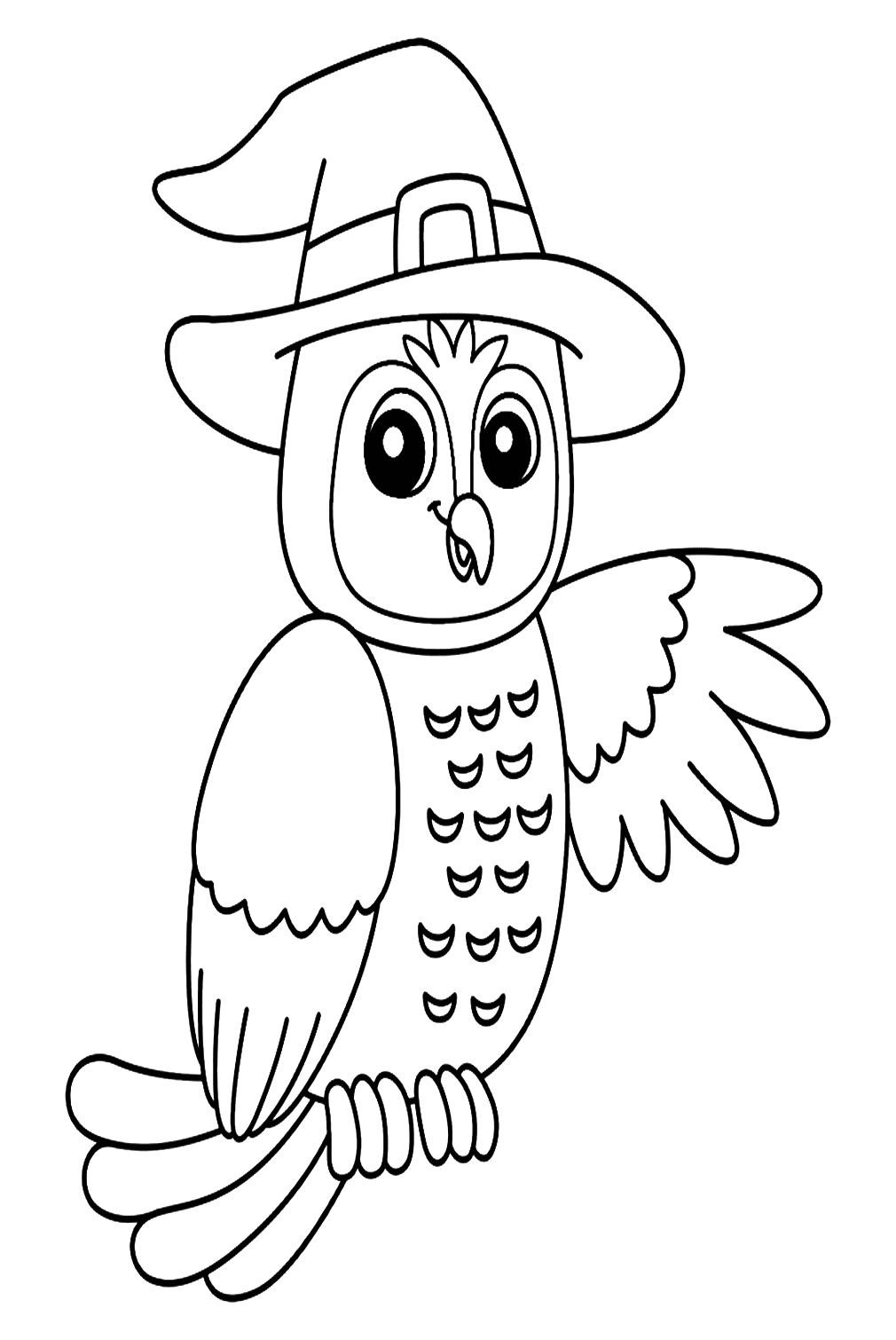 Cute Owl Witch Coloring Page
