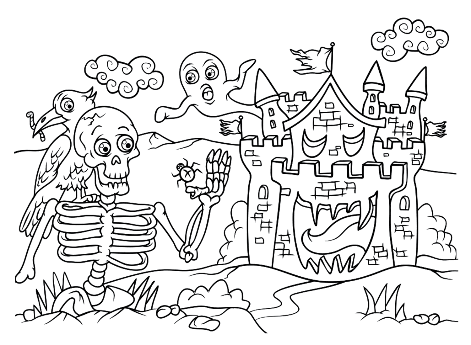 Halloween Crow Coloring page