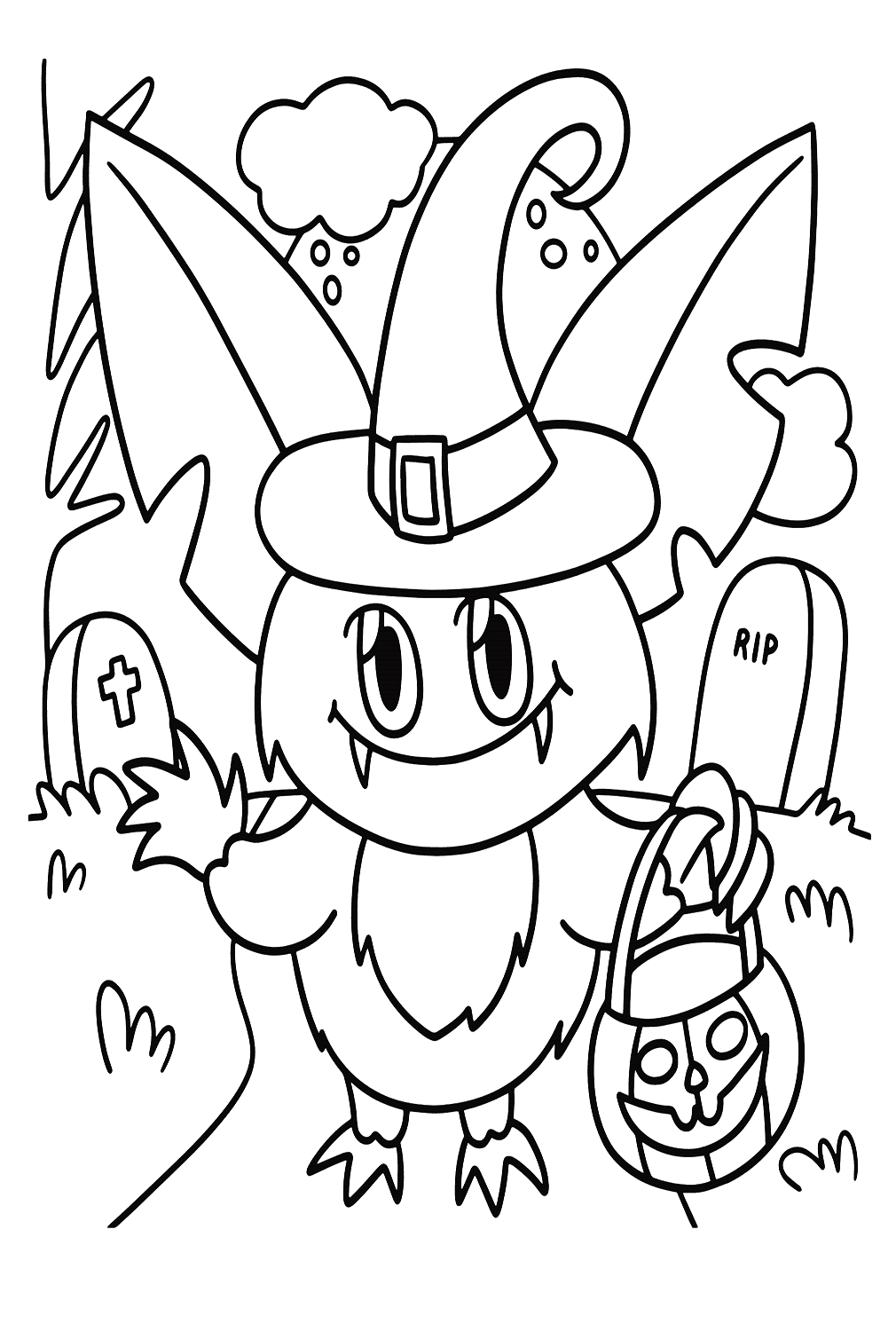Halloween Vampire Owl Coloring Page