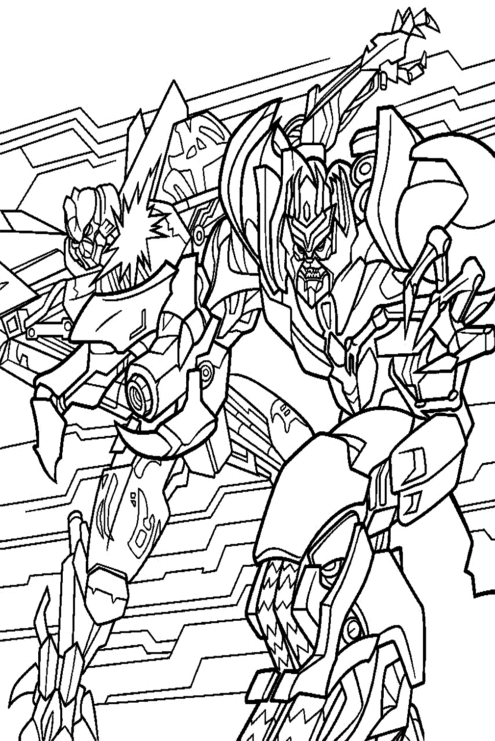 Optimus And Megatron Fighting Coloring Page