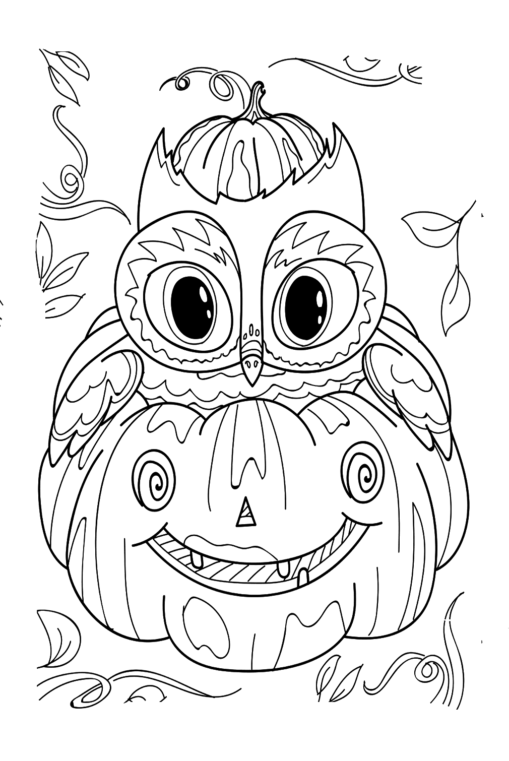 Owl And Pumpkin Coloring Page