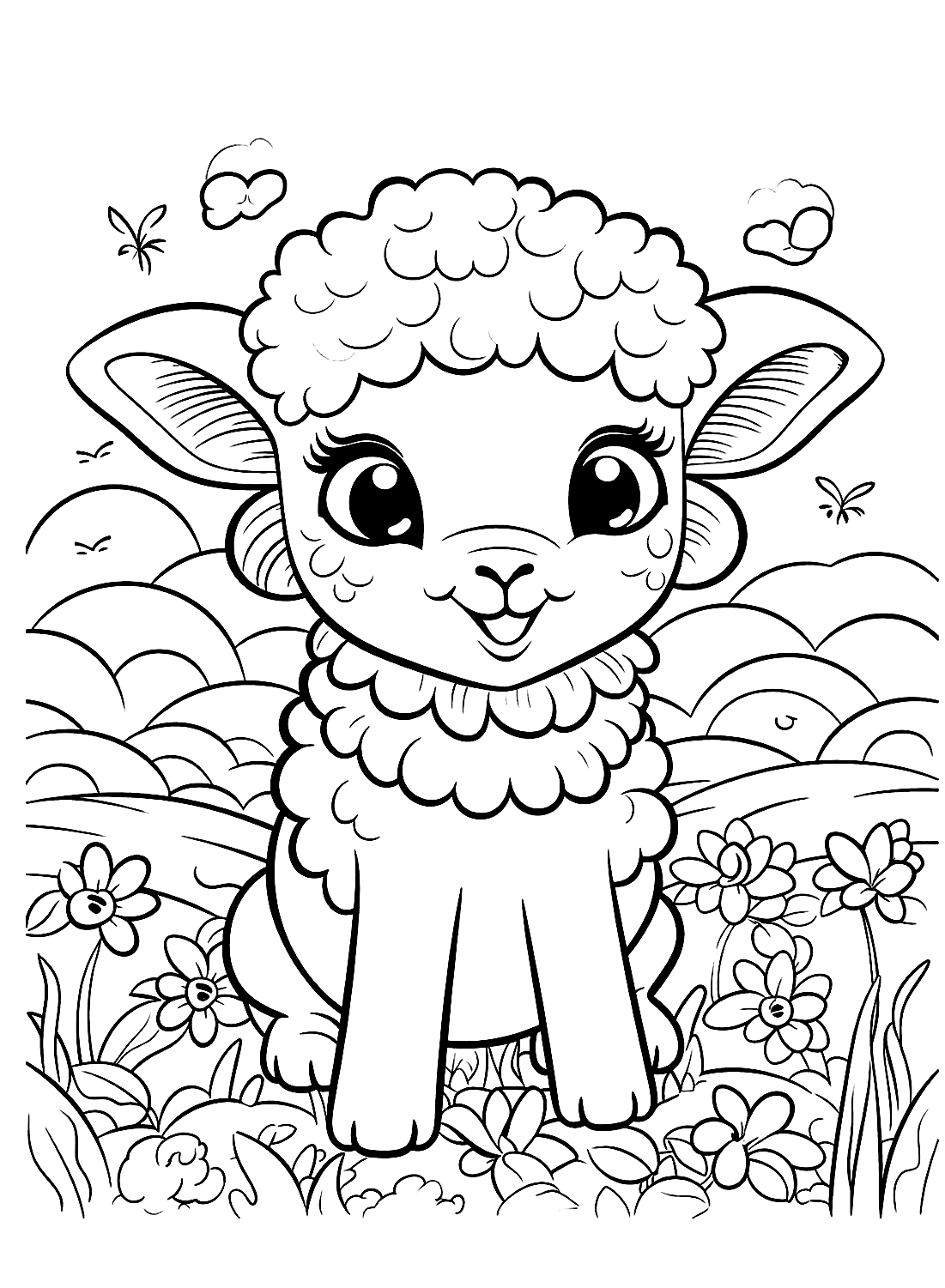 A Beautiful Sheep Coloring Page