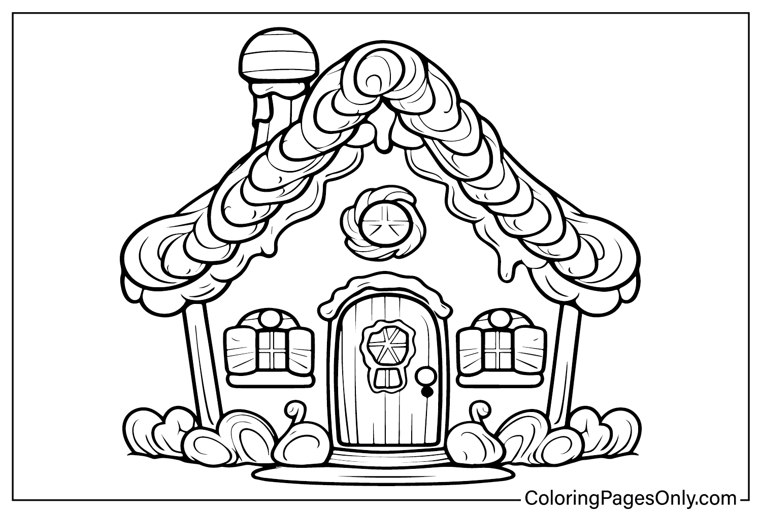 Раскраска Пряничный домик из мультфильма "Пряничный домик"