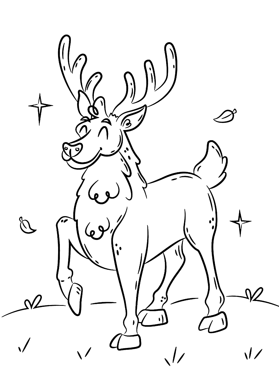 Folha para colorir de um cervo feliz de Deer