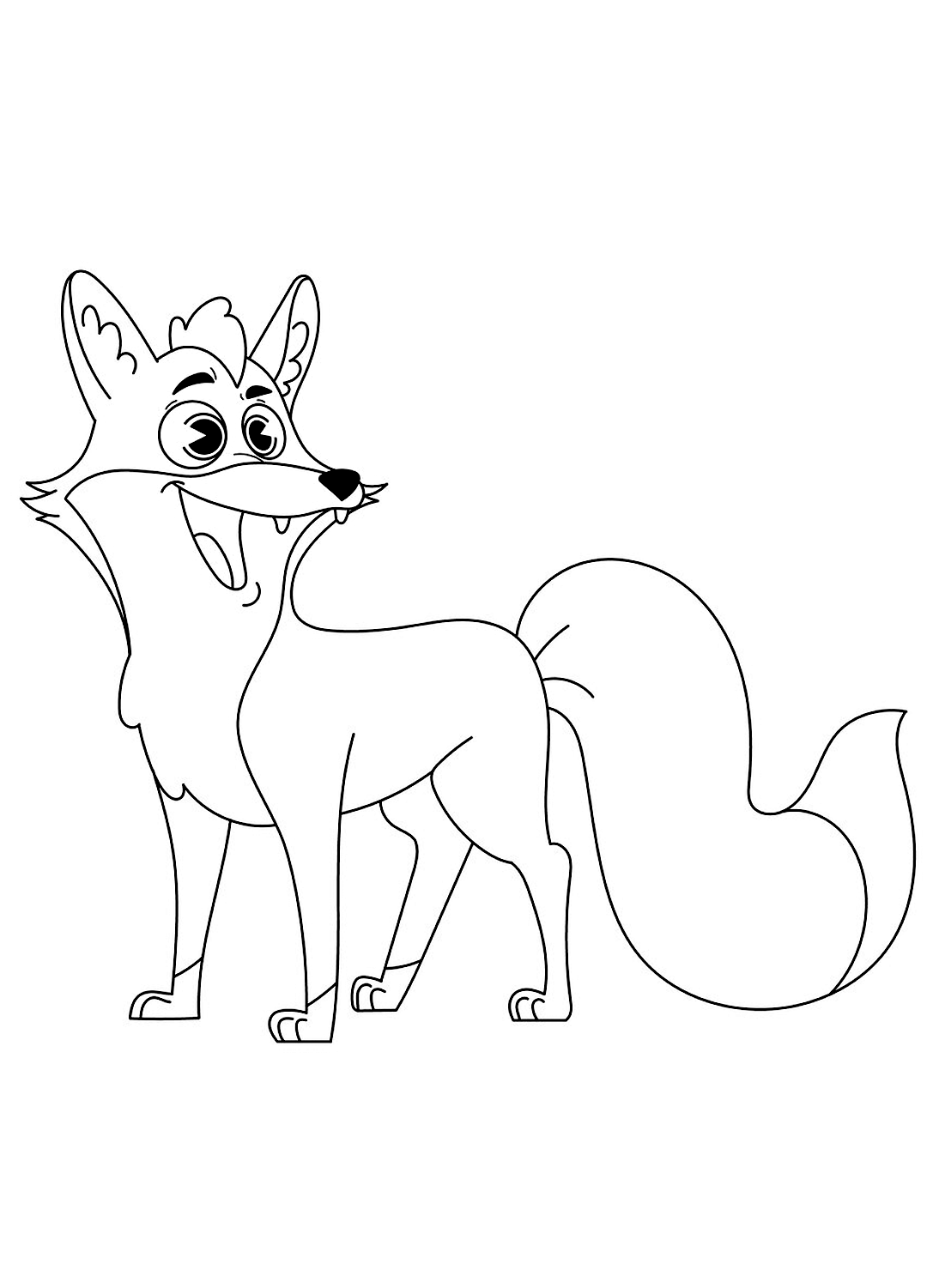 A Happy Fox Coloring Page for Kids from Fox