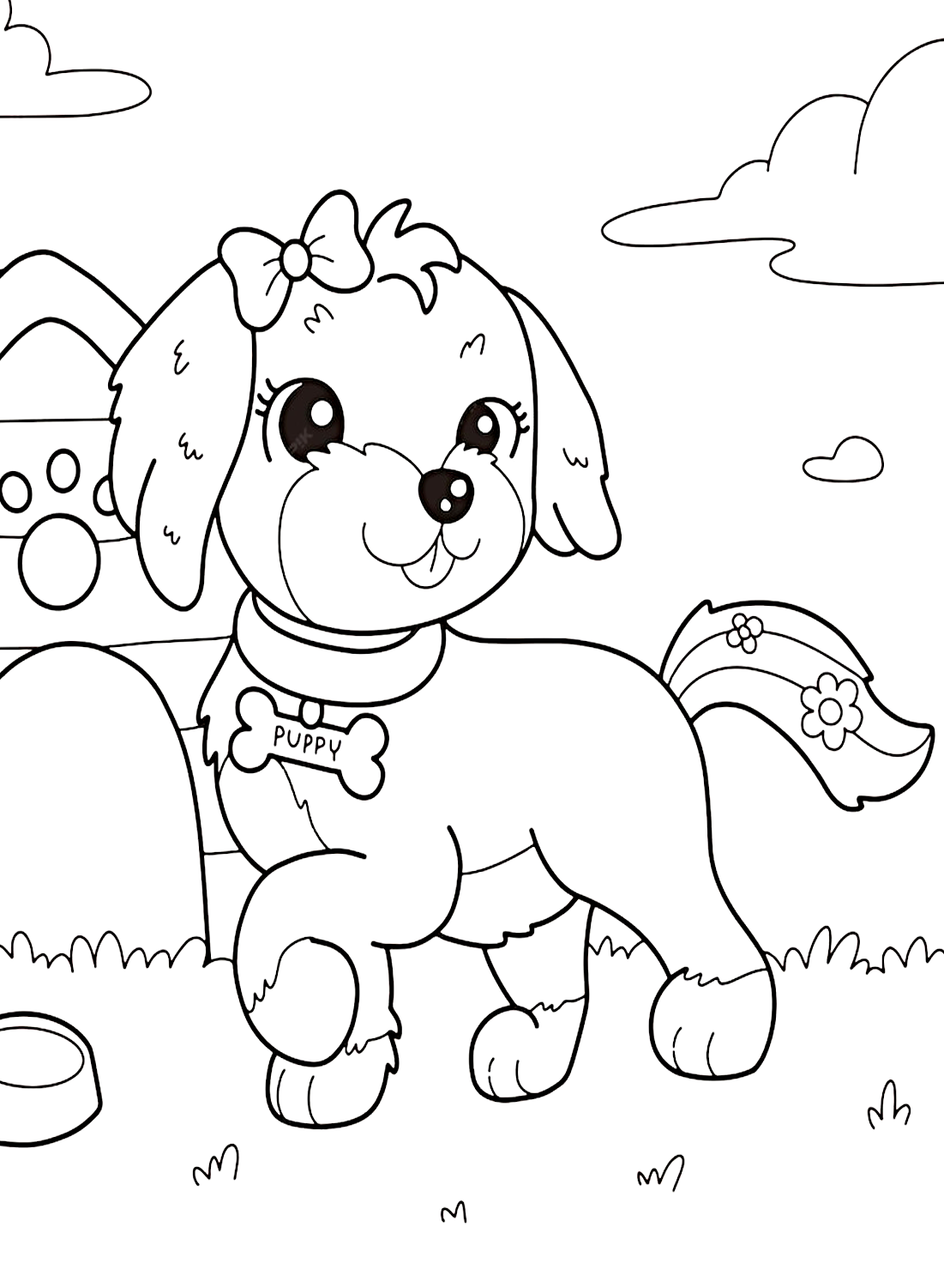 Beautiful Puppy Coloring Pictures