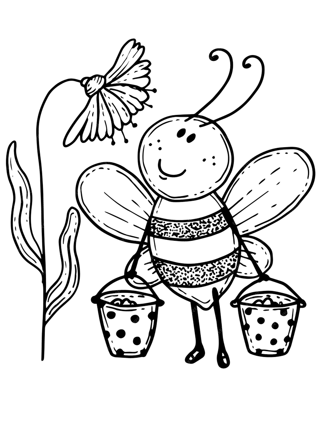 蜜蜂植物花着色页 Ffree from Bee