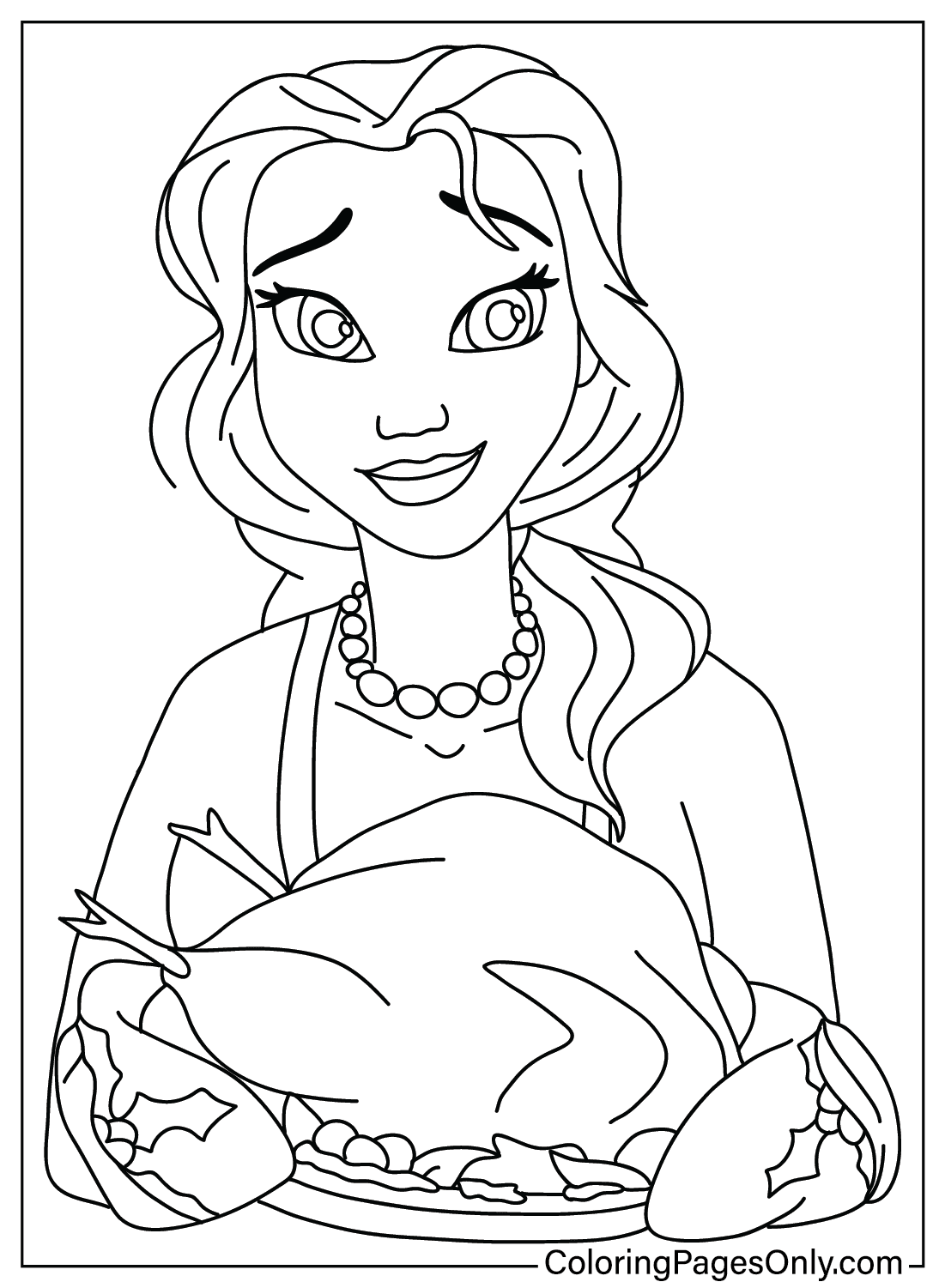 Belle Belong Thanksgiving Coloring Page from Disney Thanksgiving