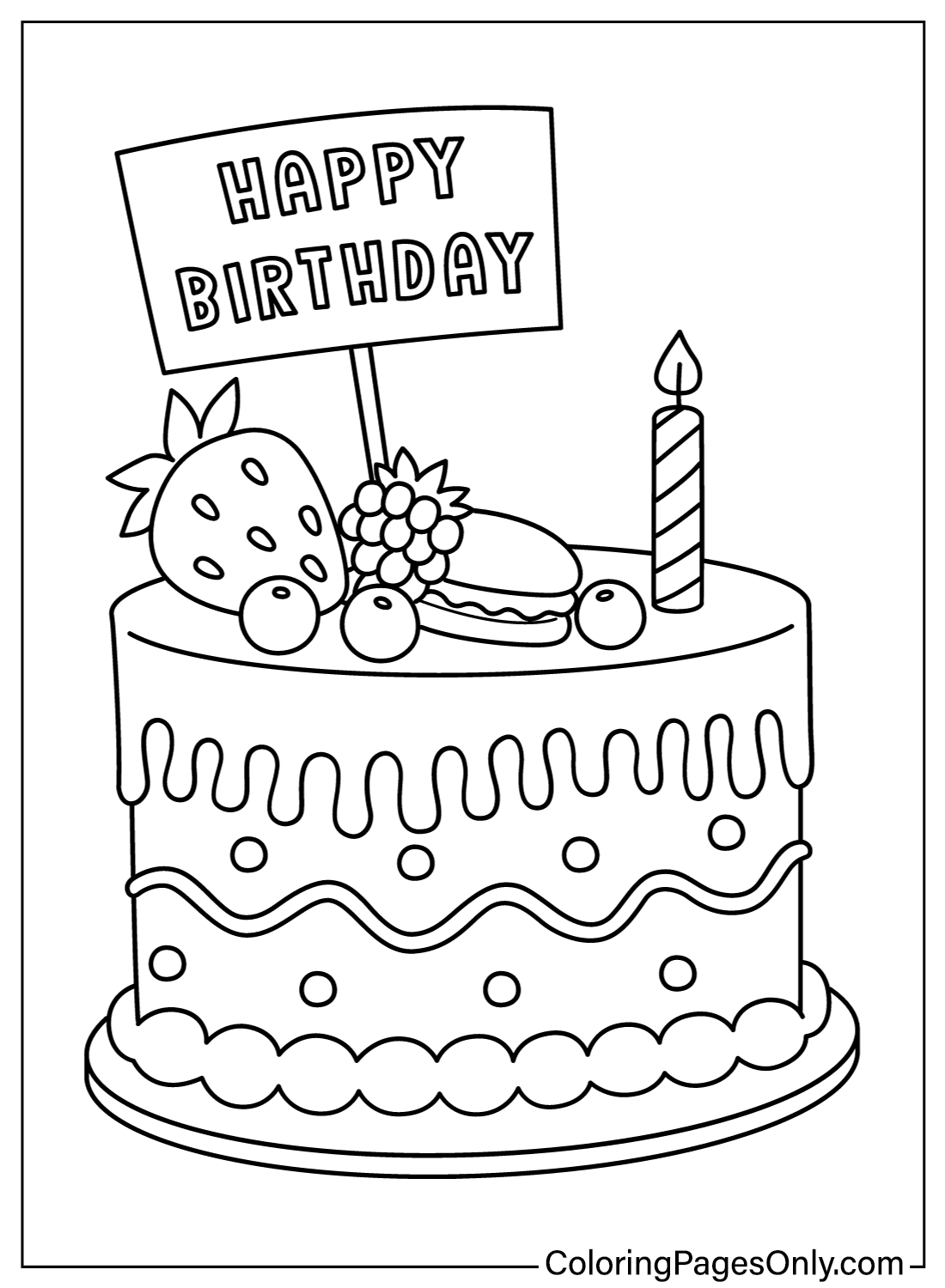 Pagine a colori della torta di compleanno