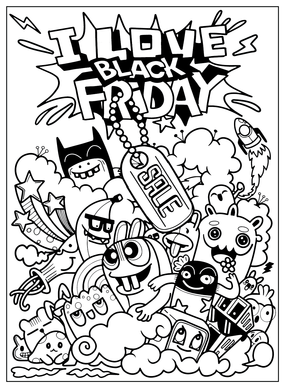 Página colorida da Black Friday da Black Friday