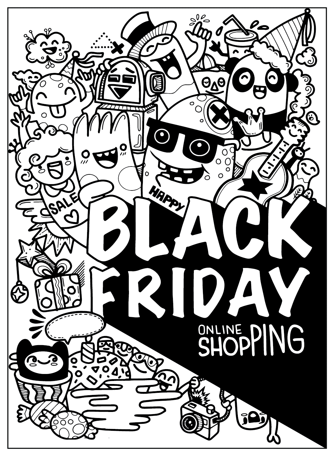 Página para colorear de Black Friday gratis de Black Friday