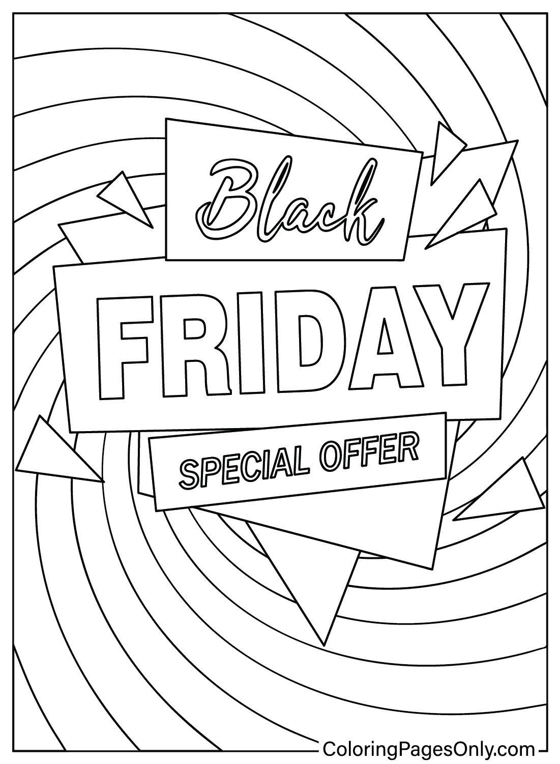 Página para colorir Black Friday PNG da Black Friday