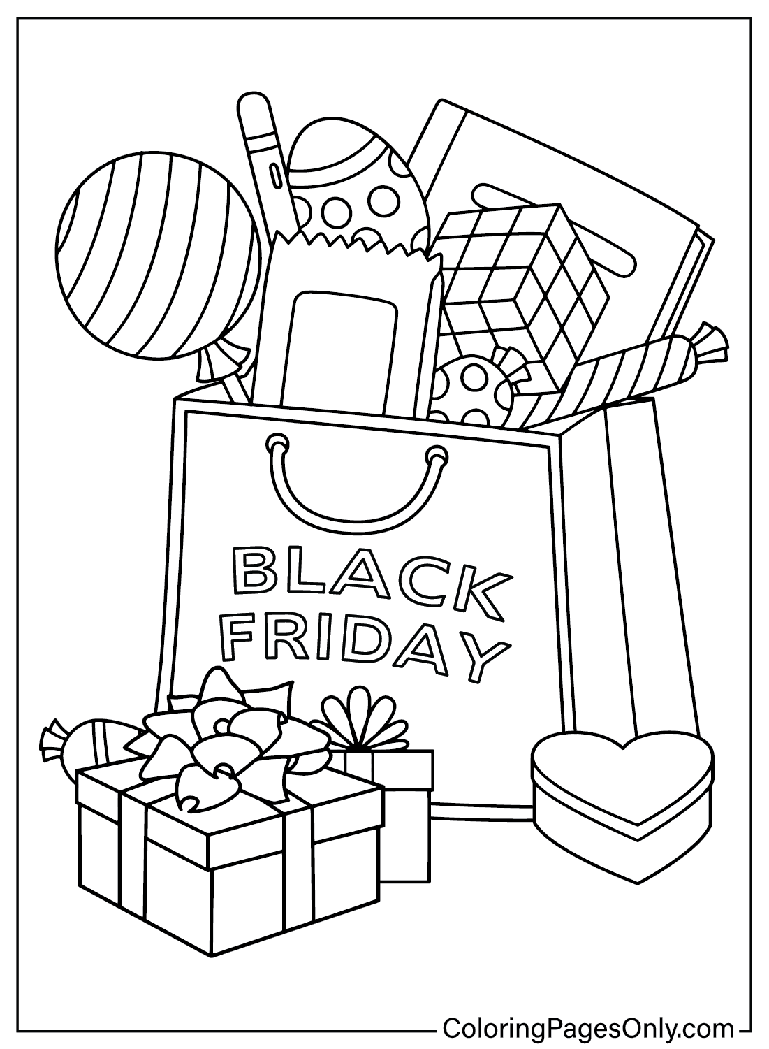 Impressão de página para colorir da Black Friday da Black Friday