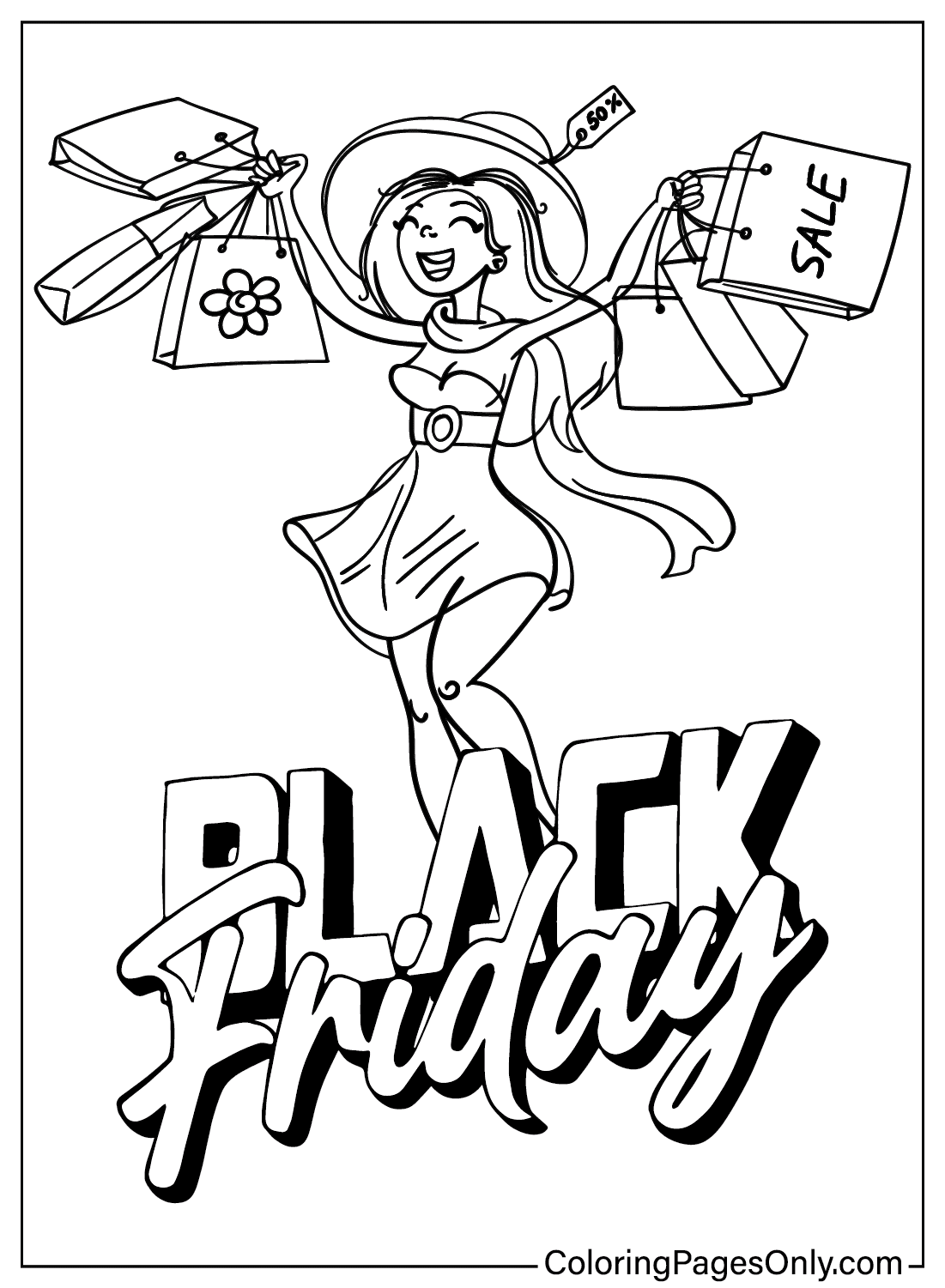Página para colorir da Black Friday para adultos da Black Friday