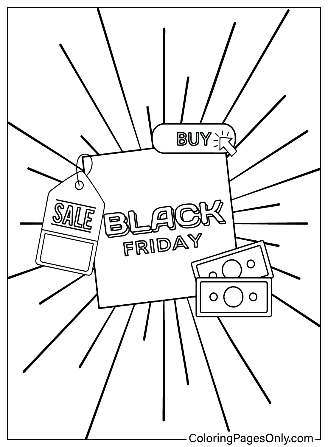 Páginas para colorir da Black Friday para impressão na Black Friday