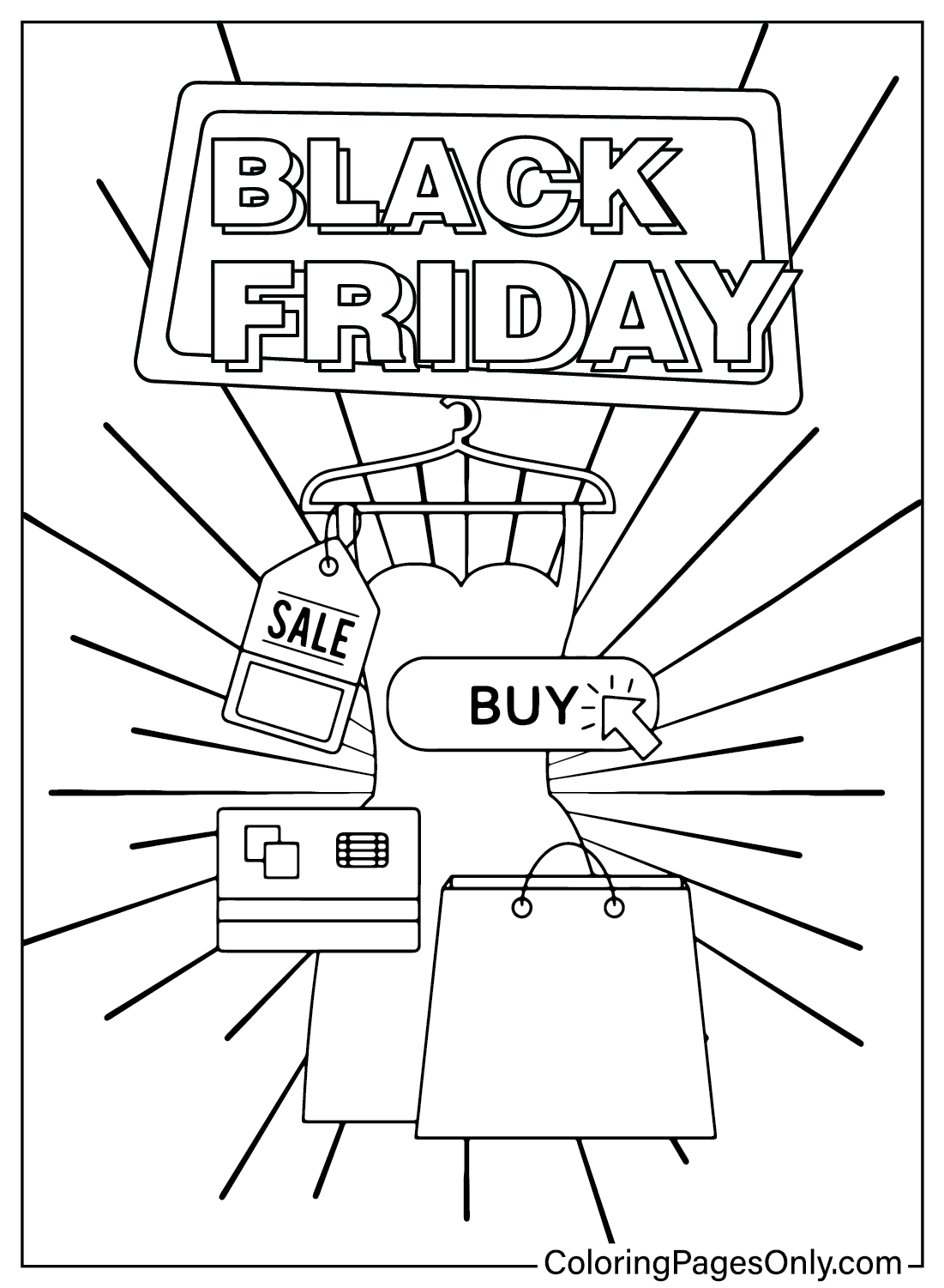 Páginas para colorear del Black Friday para niños del Black Friday