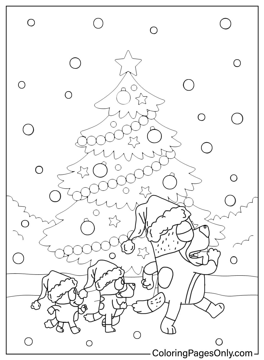 Bluey Christmas Coloring Pages Free