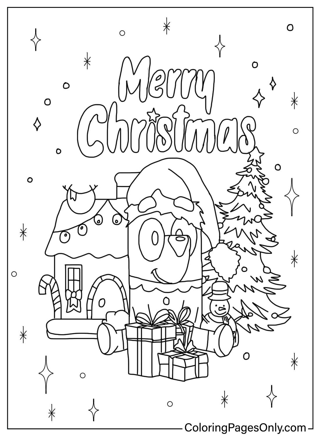 Desenhos para colorir Bluey Feliz Natal do desenho animado de Natal