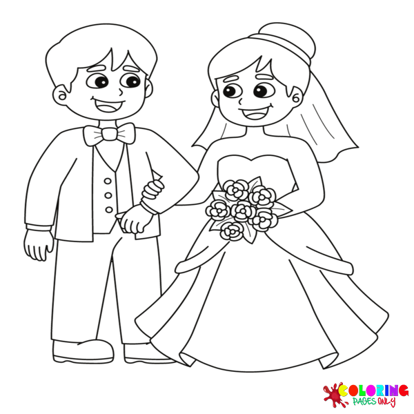 Dibujos para colorear de la novia y el novio